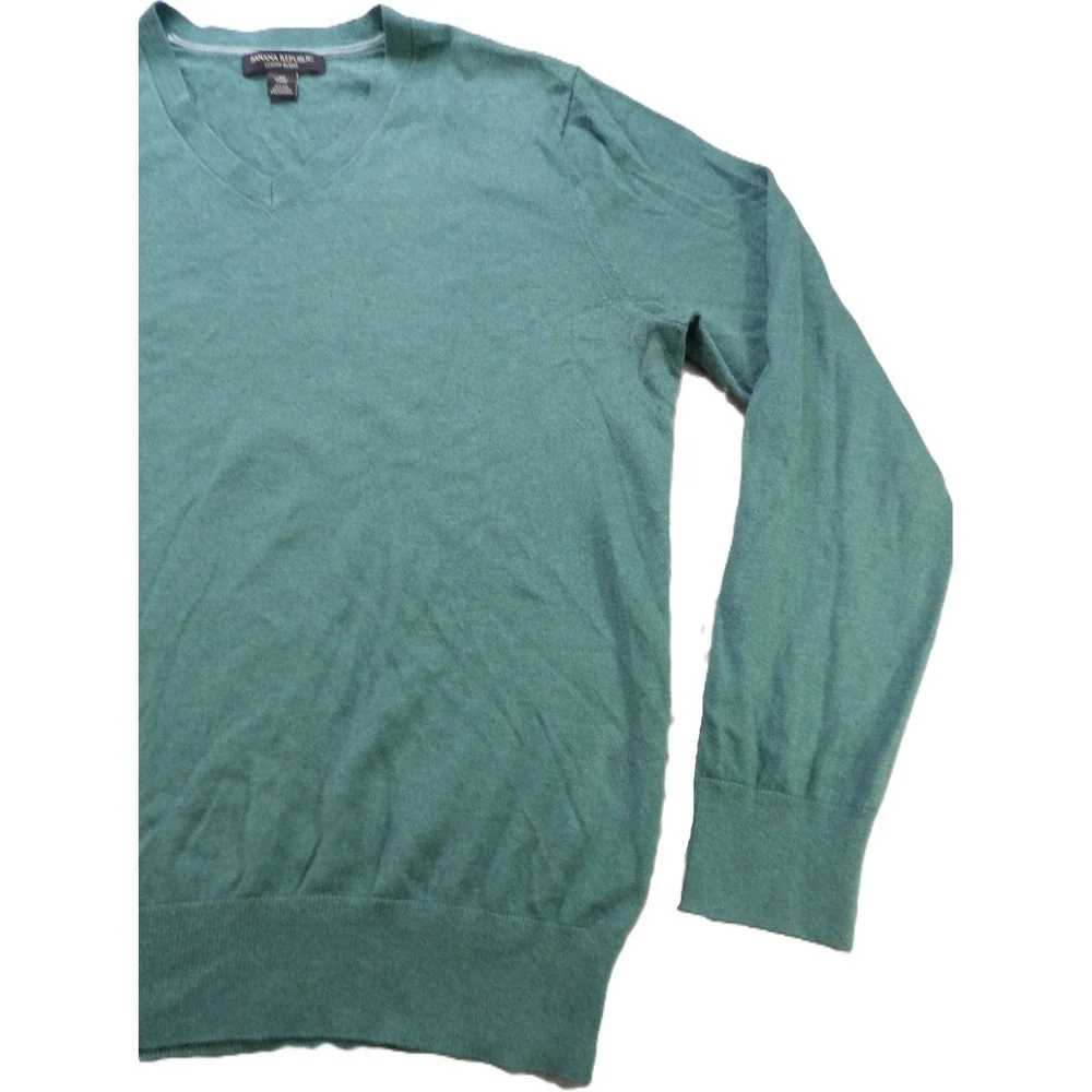 Banana Republic Luxury Blend V-Neck Sweater Silk Blend Men Medium Knitwear Teal